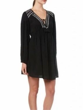 Band of Gypsies Black Embroidered Midi Dress